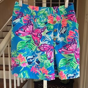 NWOT Lilly Pulitzer Luxletic Daphne Athletic Skort Skirt Butterfly Print Size 00
